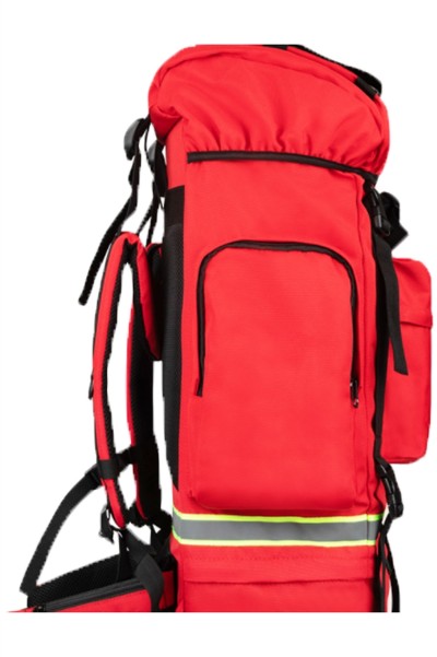 SKFAK027 Manufacturing Double Shoulder First Aid Kit Large Capacity Multi-purpose First Aid Kit Waterproof Custom Reflective Strip First Aid Kit Adjustable Up and Down Link Active Lock Hide Waist Side Bag Separate Barrier First Aid Kit Supplier back view